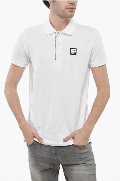 Diesel Half Zip And Button Harry Polo In White