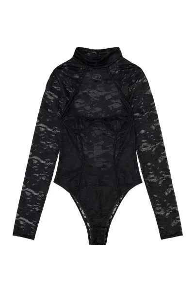 Diesel Halterneck Mini Bralette With Back Design In Black