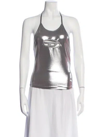 Pre-owned Diesel Halterneck Sleeveless Top In Silver