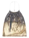 Diesel Chain Strap Crop Top With Gathered Neckline In Gold
