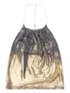 Diesel Chain Strap Crop Top With Gathered Neckline In Gray