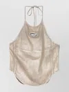 Diesel Halterneck Top With Curved Hem And Shine In Gold