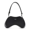 Diesel Play-semi Gloss Leather Shoulder Bag In Black