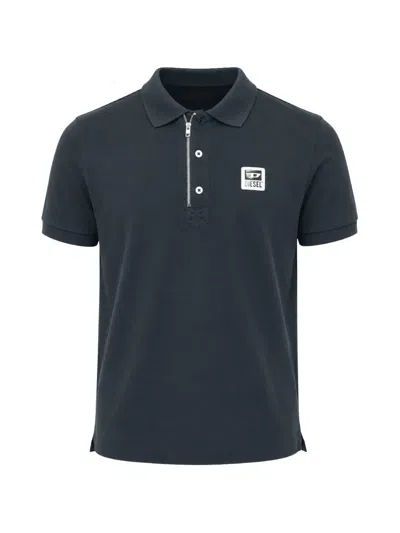 Diesel Harry Logo-patch Polo Shirt In Black