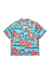 Diesel Camicia Bowling In Viscosa Allover Hawaii In Multicolor