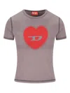 Diesel Women Heart Cotton T-shirt In Gray