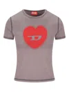 Diesel Women Heart Cotton T-shirt In Purple