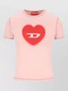 Diesel Heart Cotton T-shirt Rhinestone Graphic In Pink