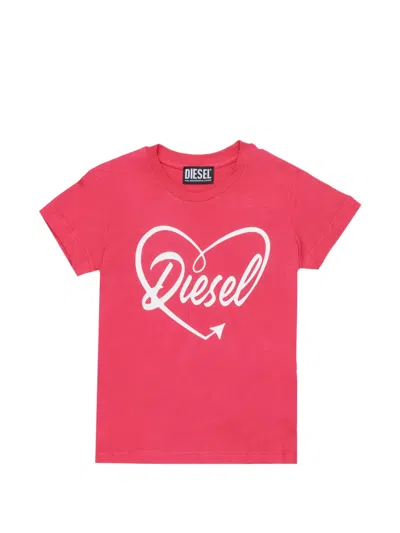 Diesel Kids' Heart Graphic T-shirt In Red