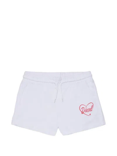 Diesel Kids' Heart-graphic Track Shorts In White