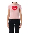 Diesel Heart Printed Crewneck T-shirt In Pink