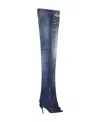 Diesel Heeled Low-rise Bootcut Jeans In Blue