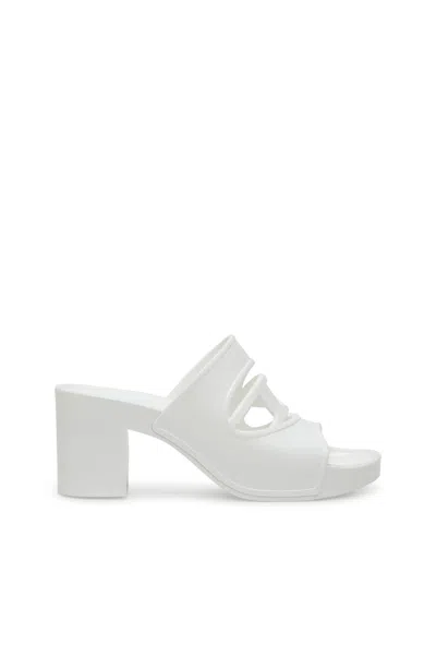 DIESEL SA-BONNIE-HEELED RUBBER SLIDES WITH CUT-OUT LOGO