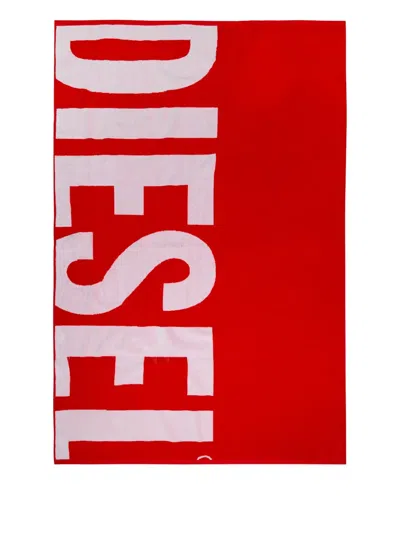 Diesel Kids' Helmy Logo Towel In Red