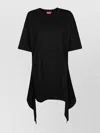 Diesel Hem Crew Neck Short Sleeves Dress In Black