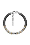 Diesel Hematite Beaded Bracelet In Silver