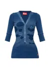 Diesel Henley Top With Shadow-patch Effects In Blue