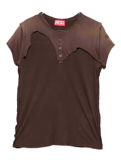 Diesel 'henley' T-shirt In Brown