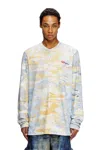 Diesel Henley Top With Camo Print In Multicolor