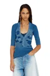 Diesel Henley Top With Shadow-patch Effects In Blue