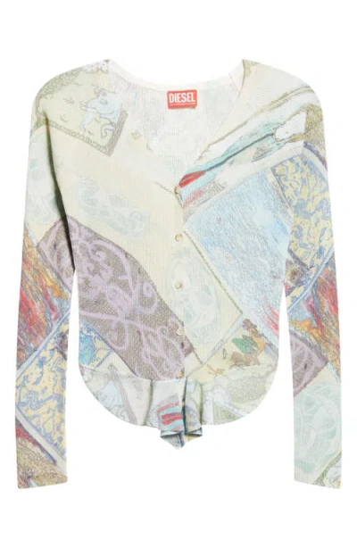 Diesel ® Heraldic Print Crop Rib Cardigan