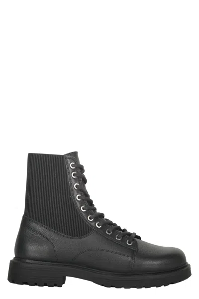DIESEL HIGH BOOT MAN BLACK LEATHER ELEGANT