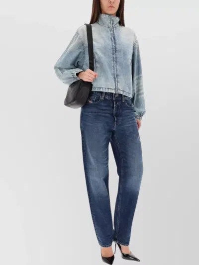 Diesel High Collar Long Sleeve Jacket In Blue