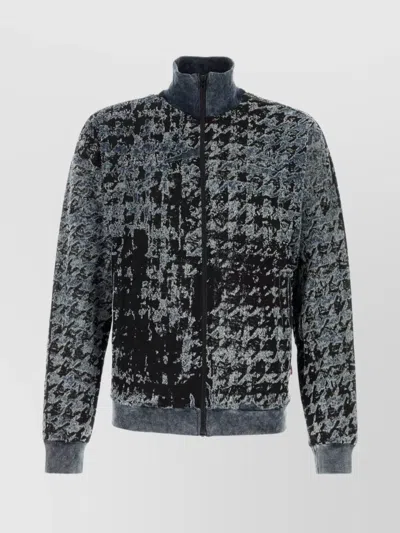 Diesel High Collar Textured Jacket With Ribbed Cuffs And Hem In Multi