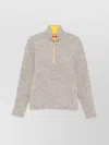Diesel High Collar Textured Knitwear Zipper In Gray
