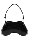 Diesel Nero Structured Shoulder Bag With Glossy Finish In Black