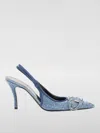 Diesel Pointed Toe Slingback Strap Silver-tone Pumps In Blue