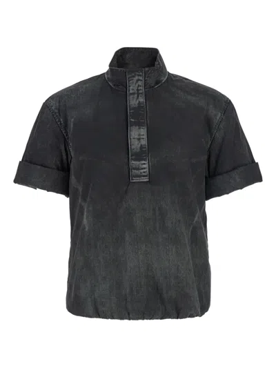 Diesel Black Jacket With Short-sleeve And Distressed Effect In Fabric Man In Gray
