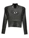 Diesel Ribbed-knit Turtleneck With Shiny Effect In Black