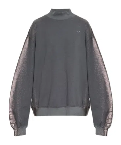Diesel High-neck Shimmering-sleeves Sweater In Black