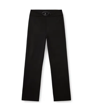 Diesel High-rise Wool Chinos In Black