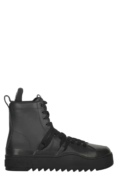 DIESEL HIGH-TOP LEATHER SNEAKERS