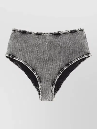 Diesel High Waist Cutout Rib Cotton Brief In Animal Print