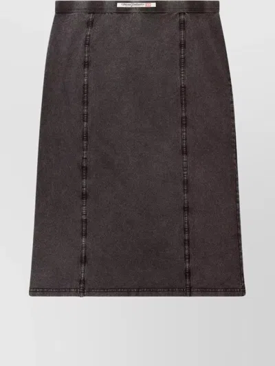 Diesel High Waist Midi Skirt With Contrast Stitching In 黑色