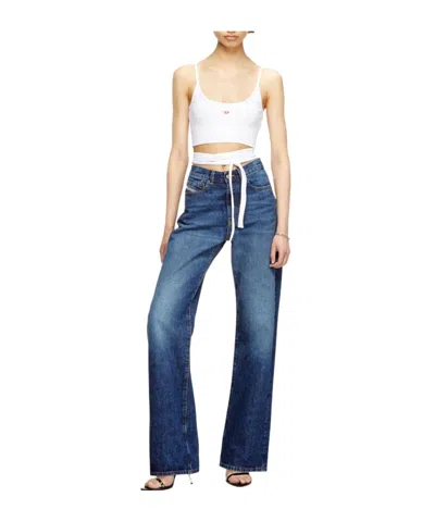 Diesel High Waist Straight Leg Jeans In Blue