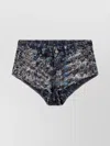 Diesel High-waisted Distressed Denim Shorts Houndstooth In Multi