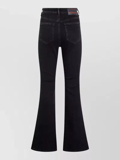 Diesel High Waisted Flared Cotton Denim Jeans In Black