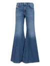 Diesel High-waisted Flared Jeans With Vintage-inspired Finish In Blue