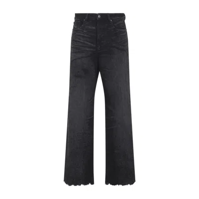 Diesel High-waisted Wide-leg Jeans With Edgy Raw Hem In Black