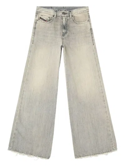 DIESEL DIESEL HIGH-WAISTED WIDE-LEG JEANS WITH FADED FINISH