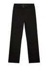 Diesel High-waisted Wide-leg Trousers With Signature Logo Detail In Black