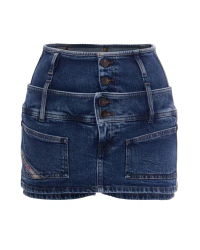 Diesel High-rise Cargo Denim Mini Skirt