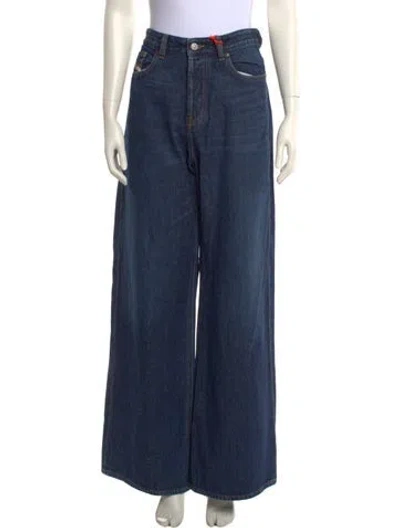 Pre-owned Diesel High-rise Wide Leg Jeans In Blue