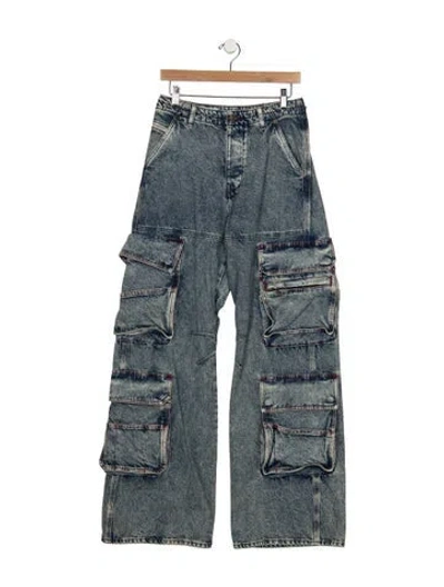 Pre-owned Diesel High-rise Wide Leg Jeans In Blue