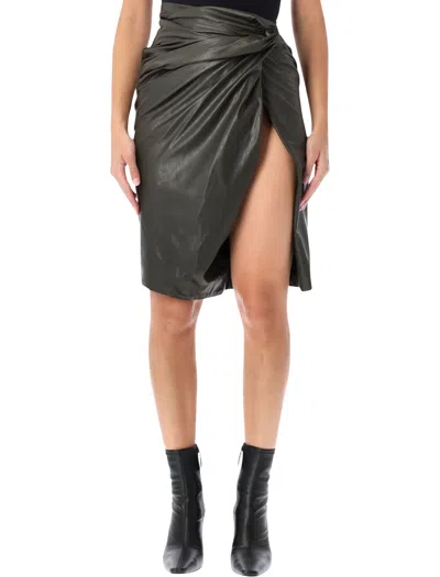 Diesel High-waist Draped Wrap Pencil Skirt With Asymmetric Split In Black
