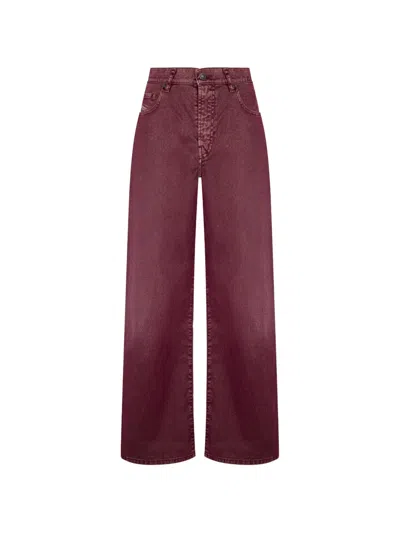 Diesel High-waisted Wide-leg Jeans In Red